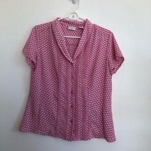 Pink Flower Shortsleeve Blouse